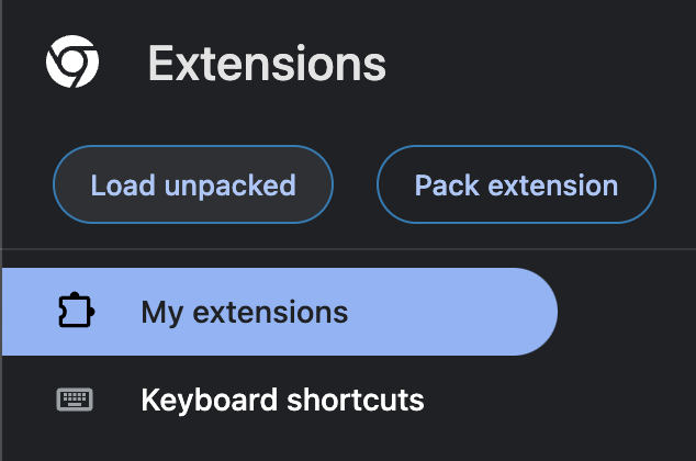 Screenshot of Chrome load unpacked extension button